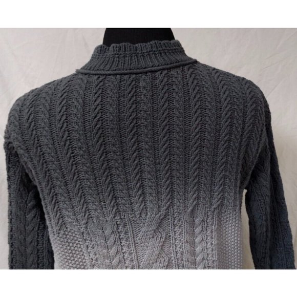 By Anthropologie Womens Large Green Colorblock Cable Knit Long Sleeve Sweater - Picture 8 of 11